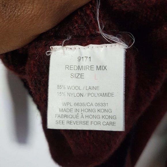 Vintage Woolrich Dark Red Wool Sweater Burgundy Heavy Wool Sweater Size L, - Picture 8 of 10
